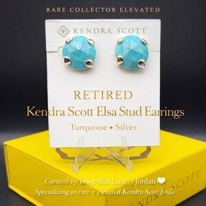 RARE Kendra Scott Elsa Stud Earrings Turquoise Gold Retired HTF Collector